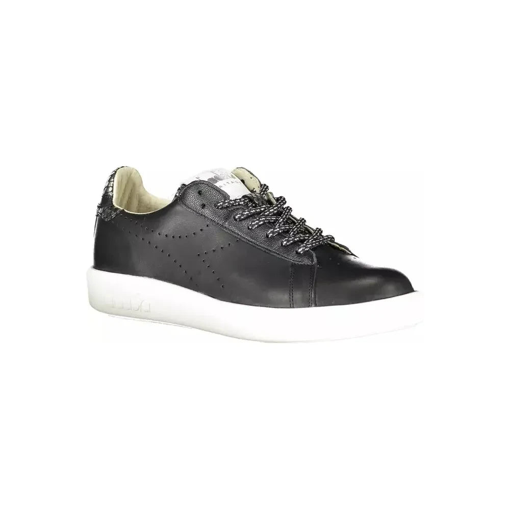 Diadora Black Leather Women Sneaker Diadora