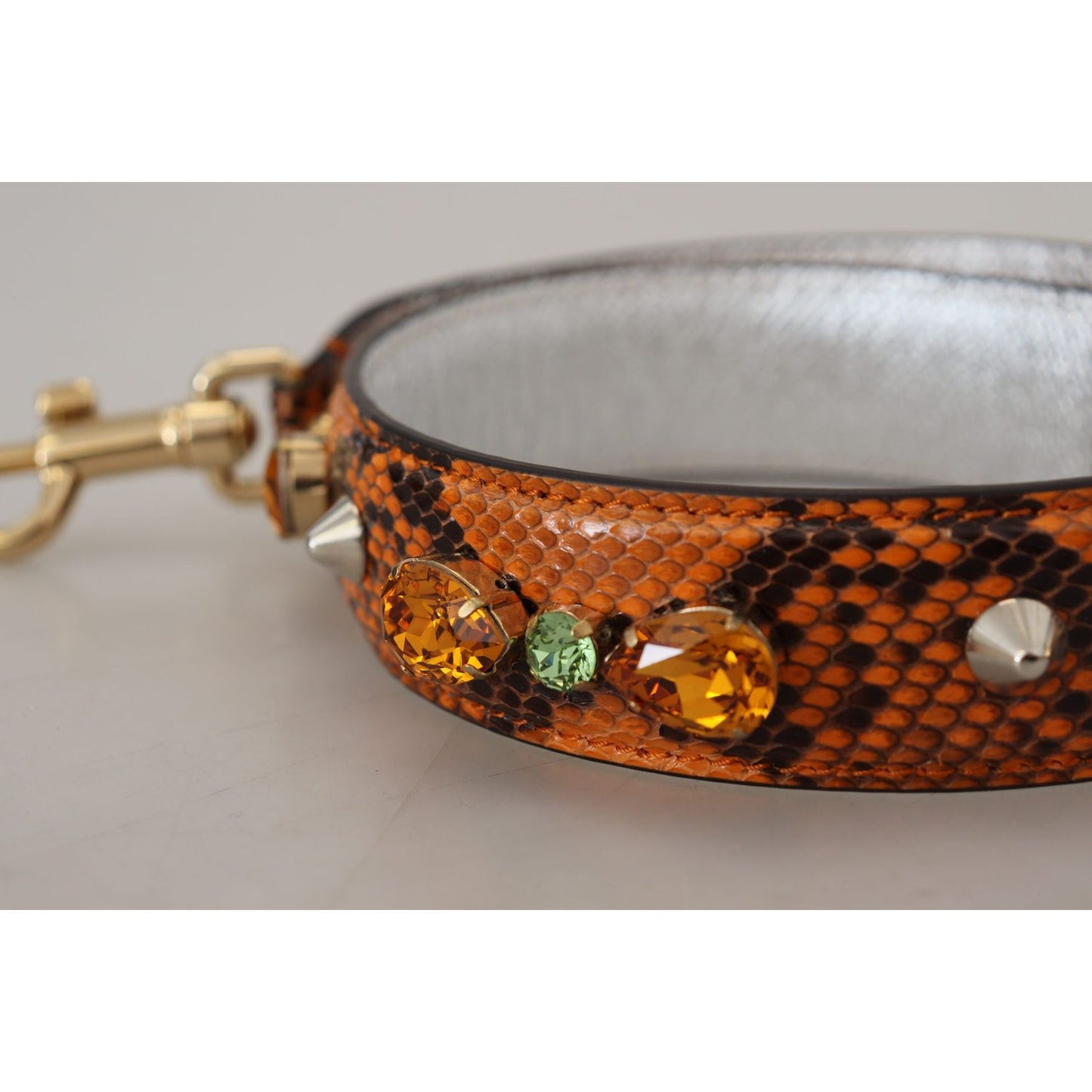 Dolce & Gabbana Chic Orange Leather Bag Strap with Gold-Tone Clasps Dolce & Gabbana