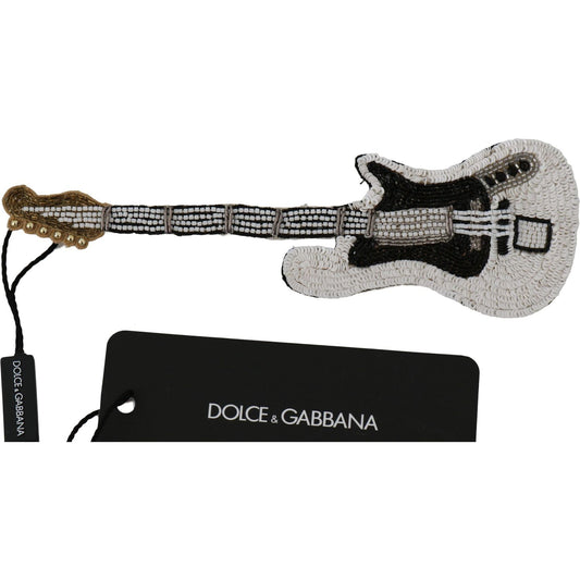 Dolce & Gabbana Gold Sequined Guitar Pin Brooch Brooch Dolce & Gabbana