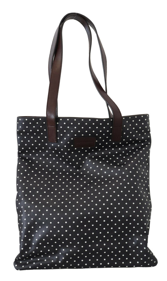 Dolce & Gabbana Elegant Canvas & Leather Tote Bag - Black & White Dolce & Gabbana