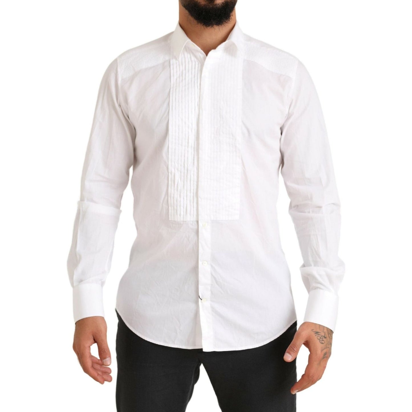 Dolce & Gabbana Elegant White Slim Fit Cotton Dress Shirt Dolce & Gabbana