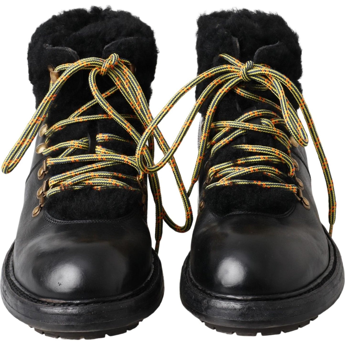 Dolce & Gabbana Elegant Shearling Style Men's Leather Boots Dolce & Gabbana