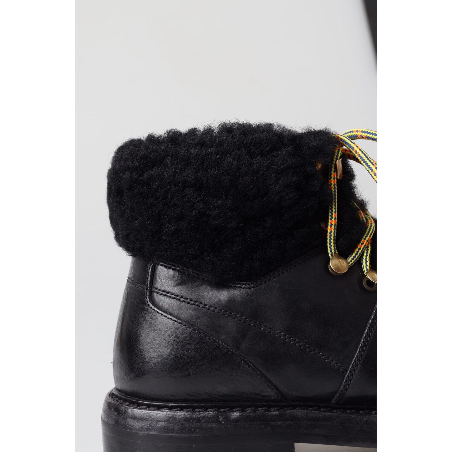 Dolce & Gabbana Elegant Shearling Style Men's Leather Boots Dolce & Gabbana