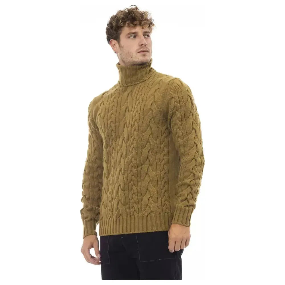 Alpha Studio Brown Wool Men Sweater Alpha Studio