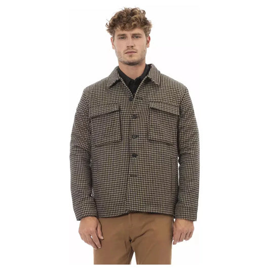 Alpha Studio Elegant Houndstooth Wool Blend Shirt Jacket Alpha Studio