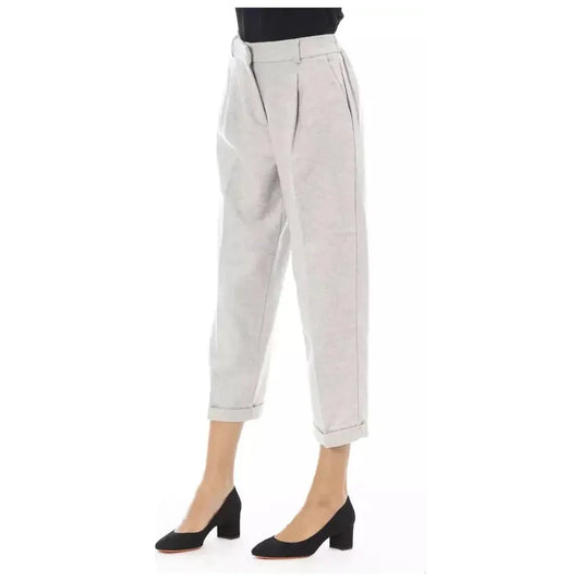 Alpha Studio Gray Wool Women Pant Alpha Studio