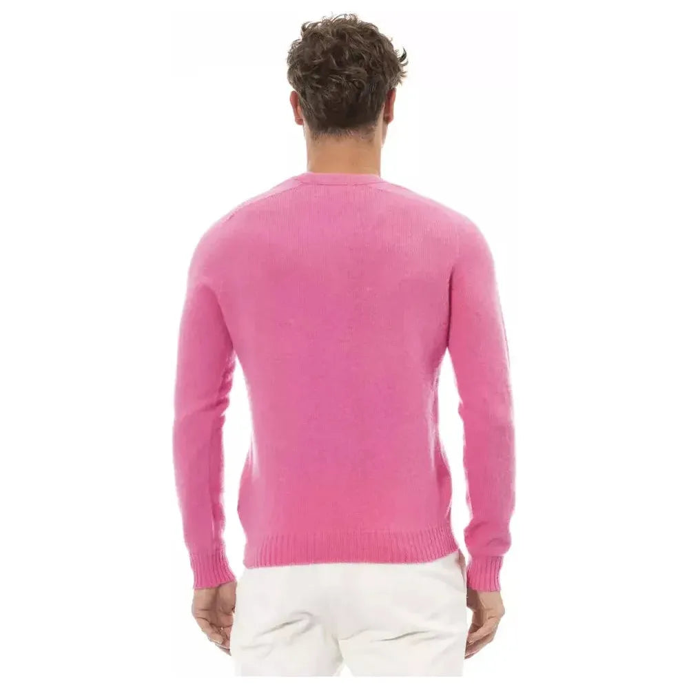 Alpha Studio Pink Wool Men Sweater Alpha Studio