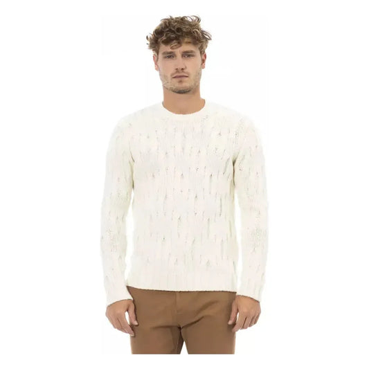 Alpha Studio Beige Wool Men Sweater Alpha Studio