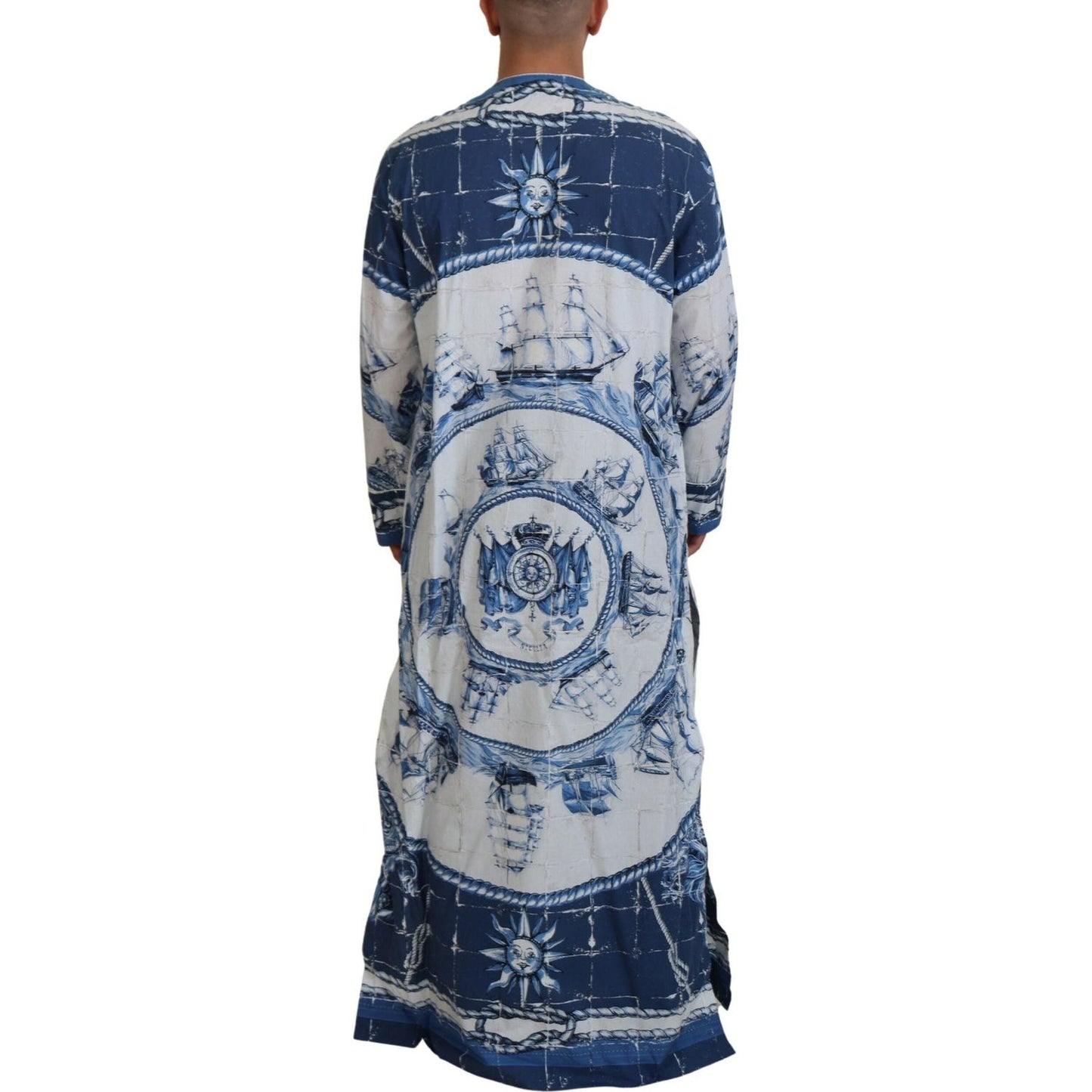 Dolce & Gabbana Majestic Blue Cotton-Silk Thobe Robe Dolce & Gabbana