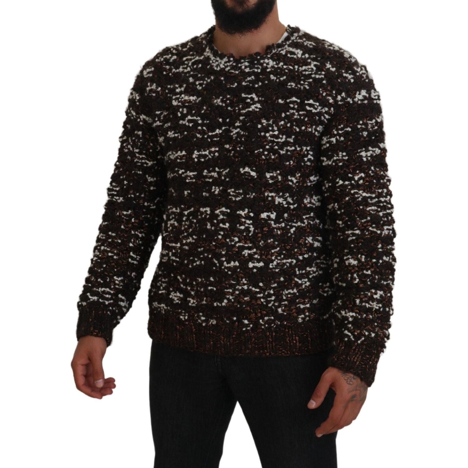 Dolce & Gabbana Brown Knitted Wool Fatto A Mano Sweater