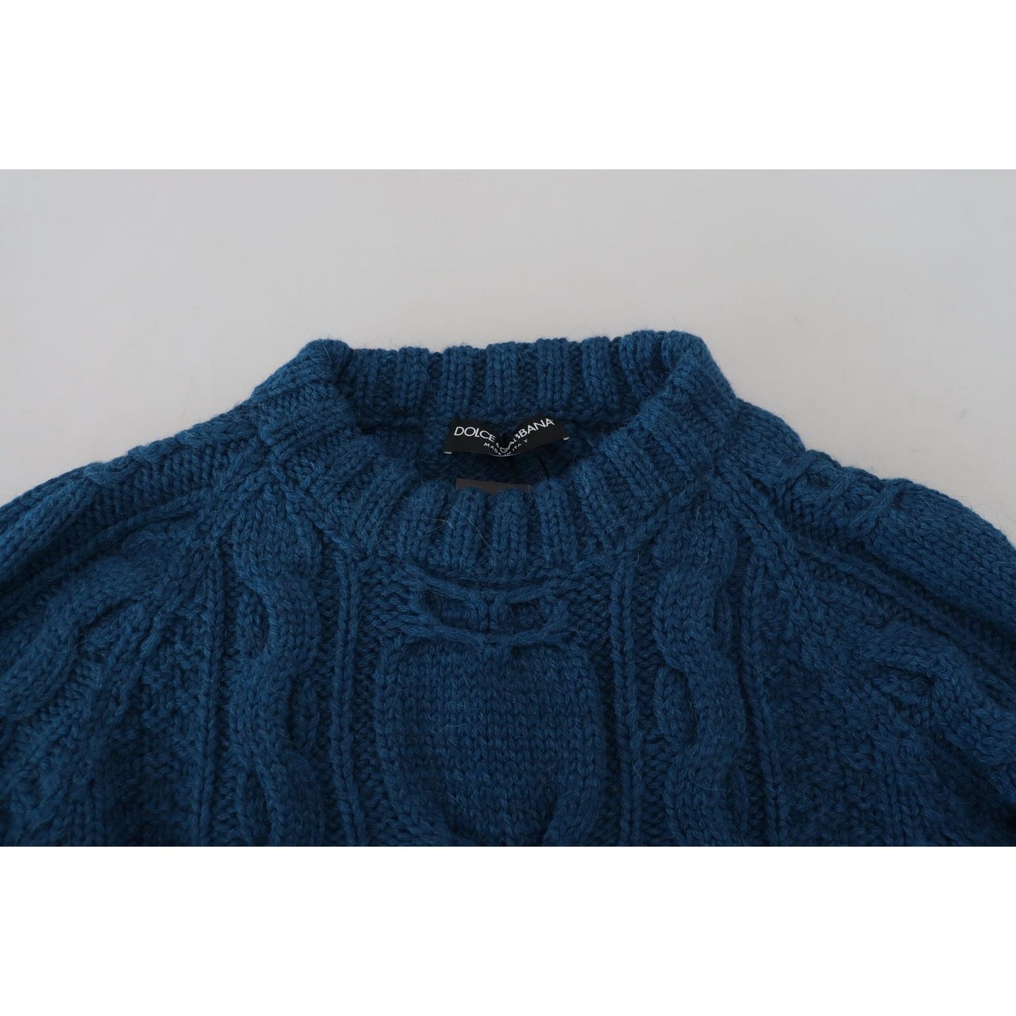 Dolce & Gabbana Blue Knitted Wool Alpaca Pullover Sweater