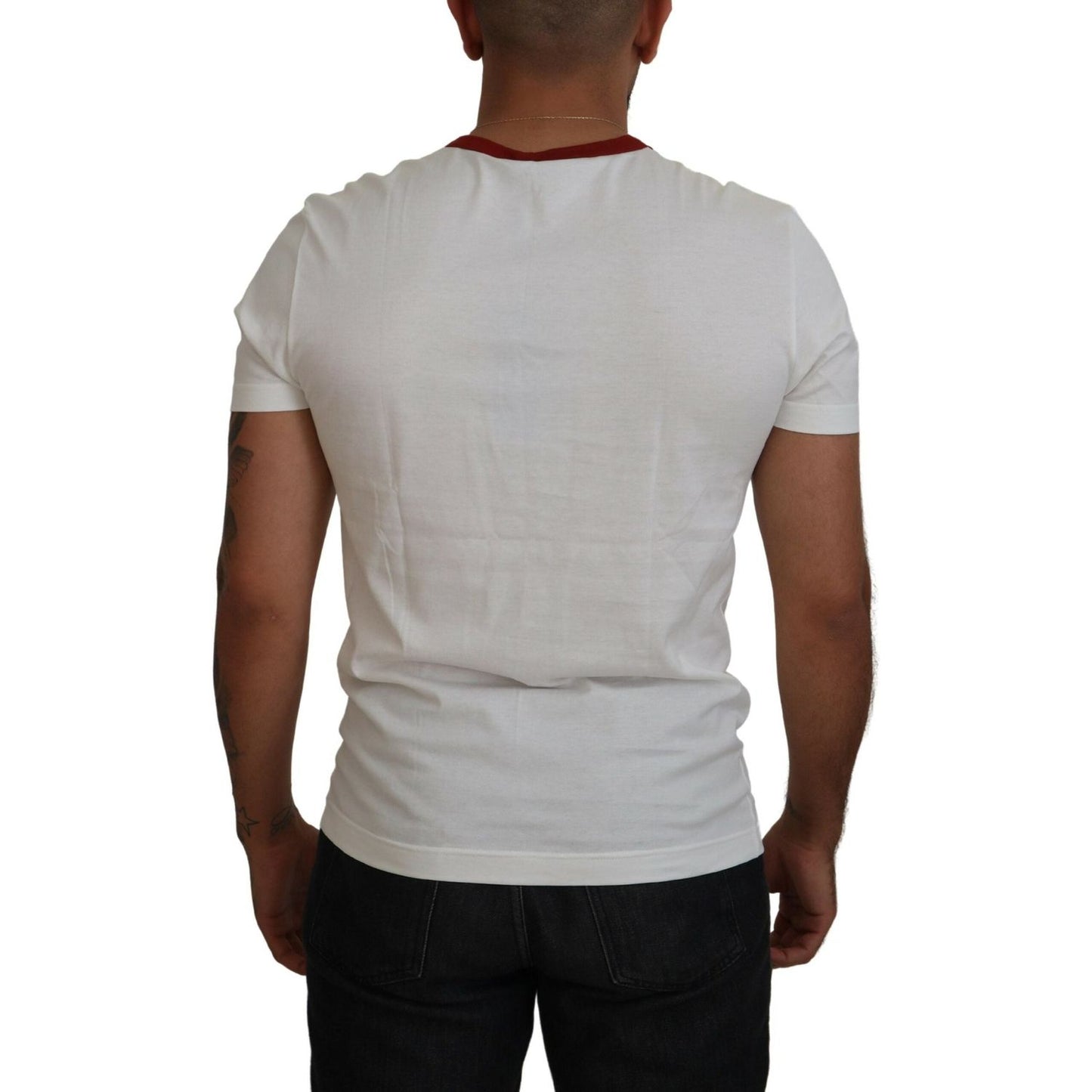 Dolce & Gabbana Cotton White Logo Print Crewneck T-shirt