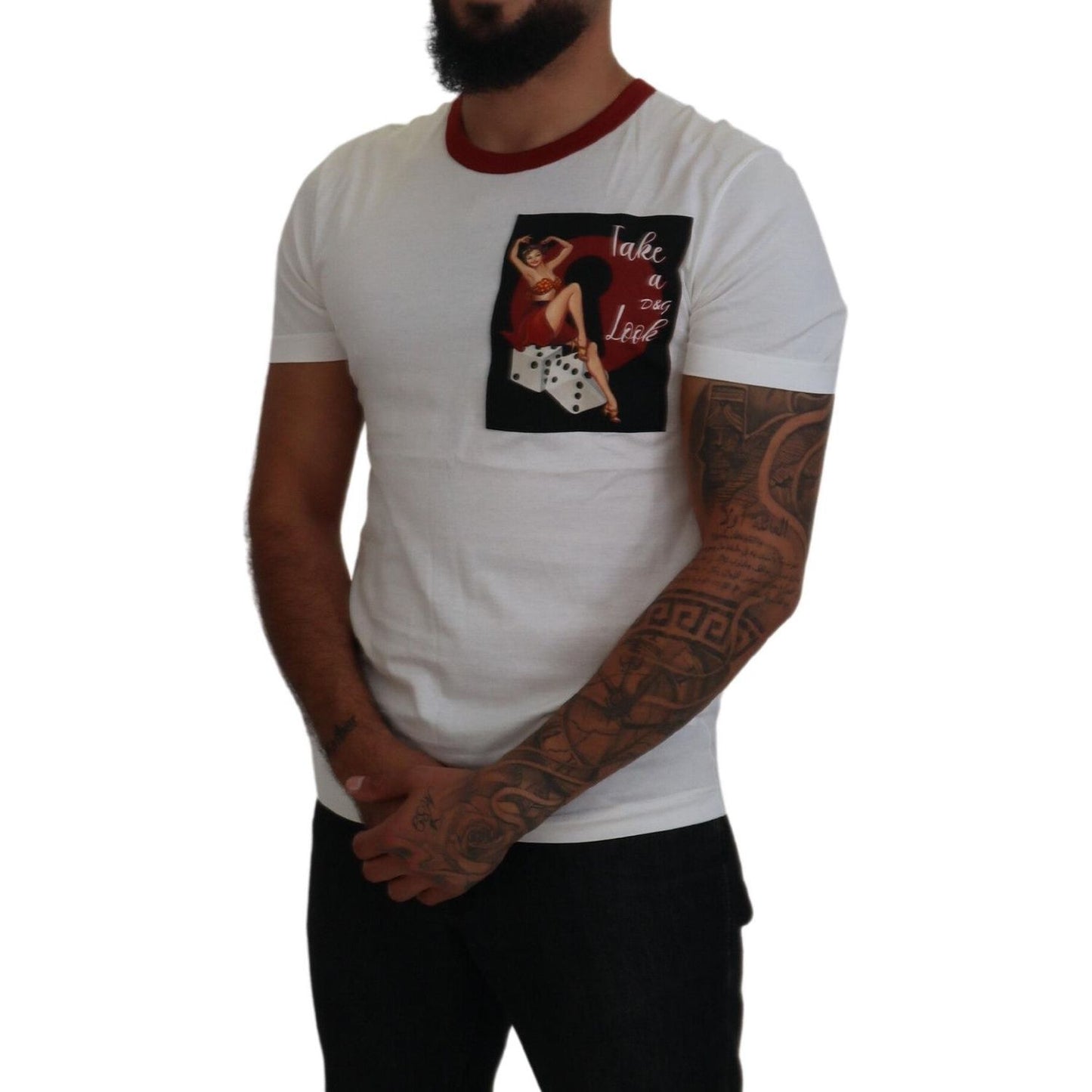 Dolce & Gabbana Cotton White Logo Print Crewneck T-shirt