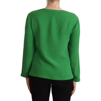 Armani Green Silk Long Sleeves Round Neck Sweater