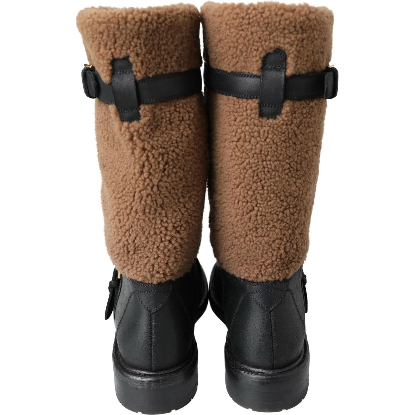 Dolce & Gabbana Black Shearling Leather Long Boots Dolce & Gabbana