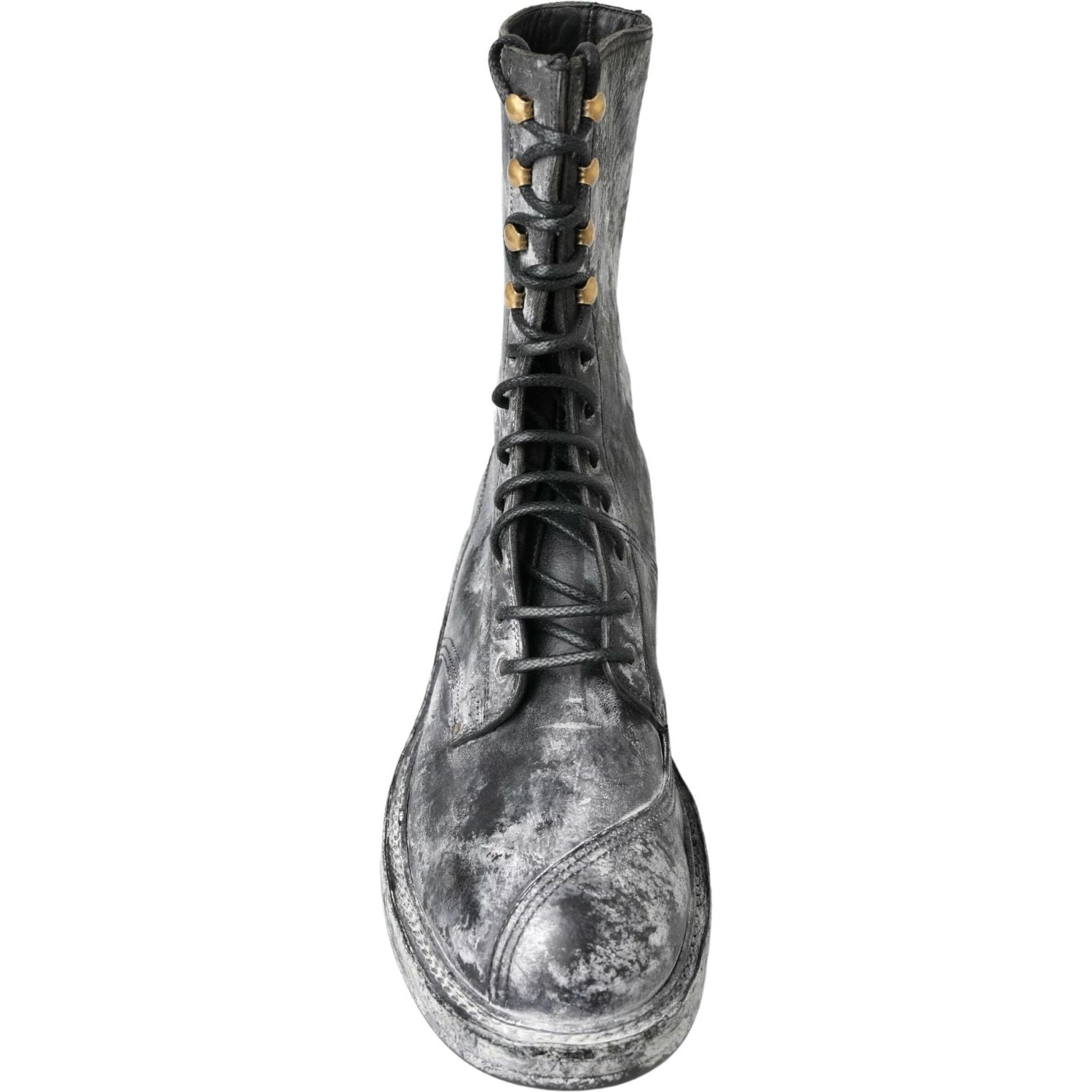 حذاء دولتشي آند غابانا الأنيق باللون الأسود برباط مع لون رمادي وأبيض باهت