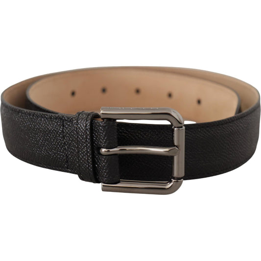 Dolce & Gabbana Elegant Black Leather Belt with Metal Buckle Dolce & Gabbana