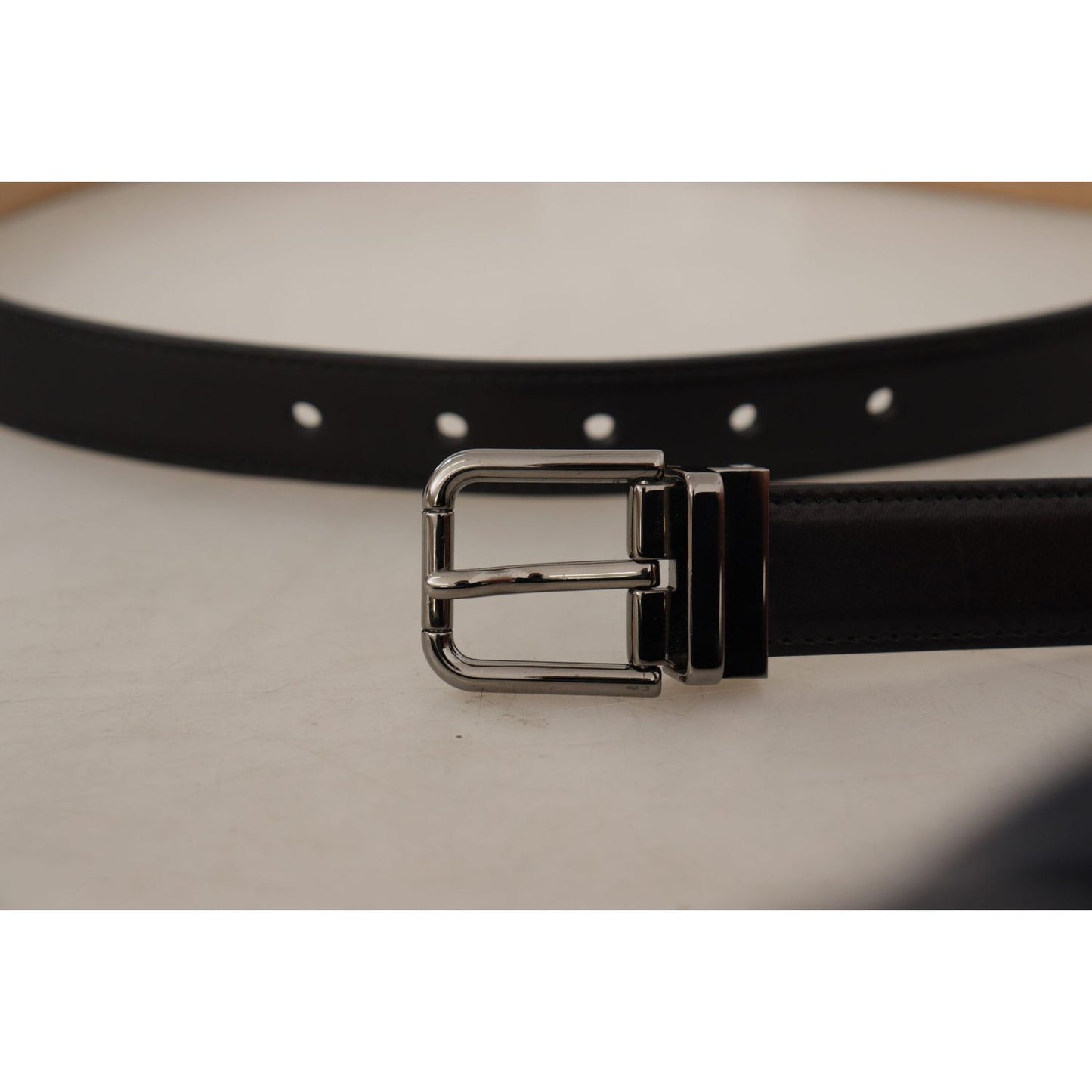 Dolce & Gabbana Sleek Black Leather Belt with Metal Buckle Dolce & Gabbana