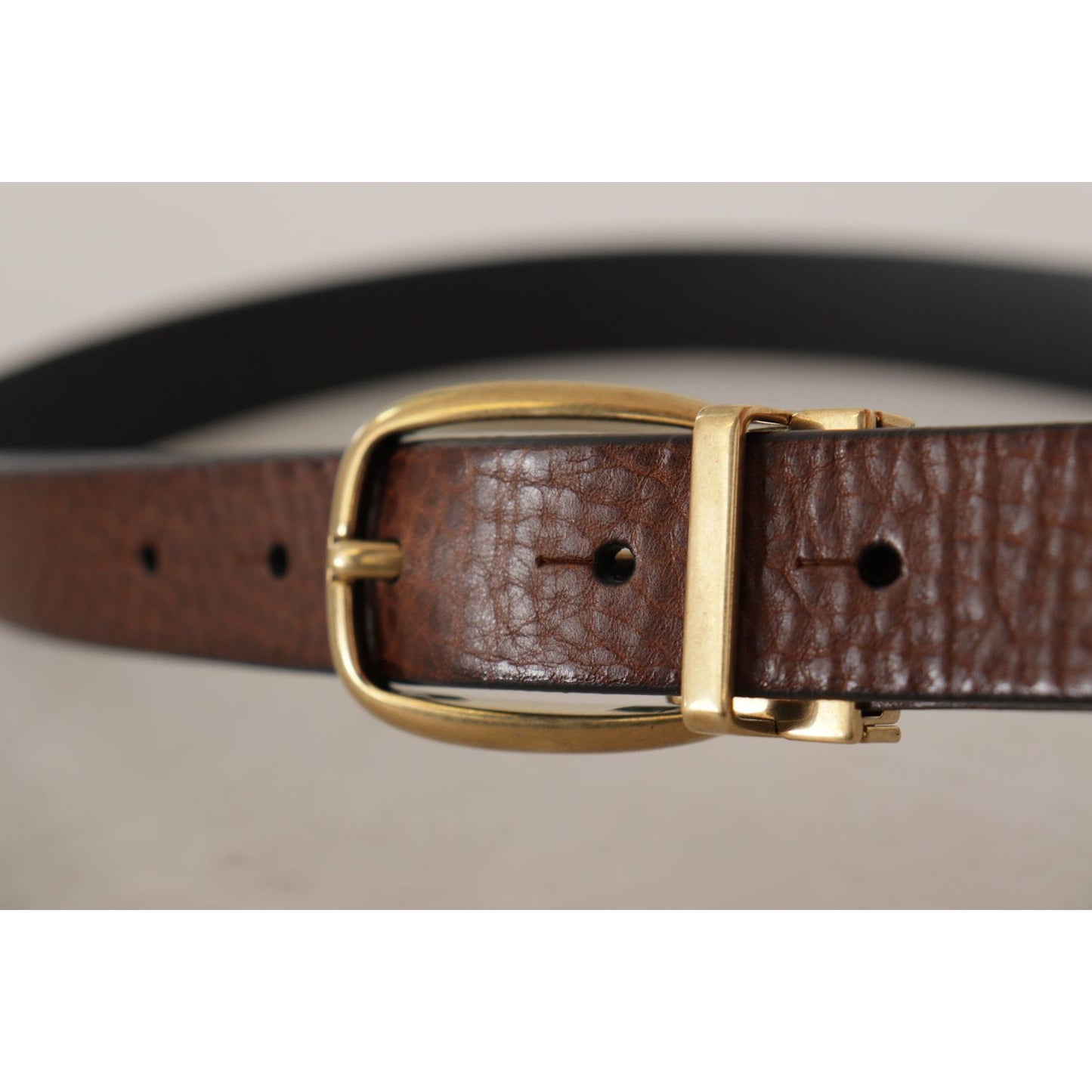 Dolce & Gabbana Elegant Brown Leather Belt with Logo Buckle Dolce & Gabbana