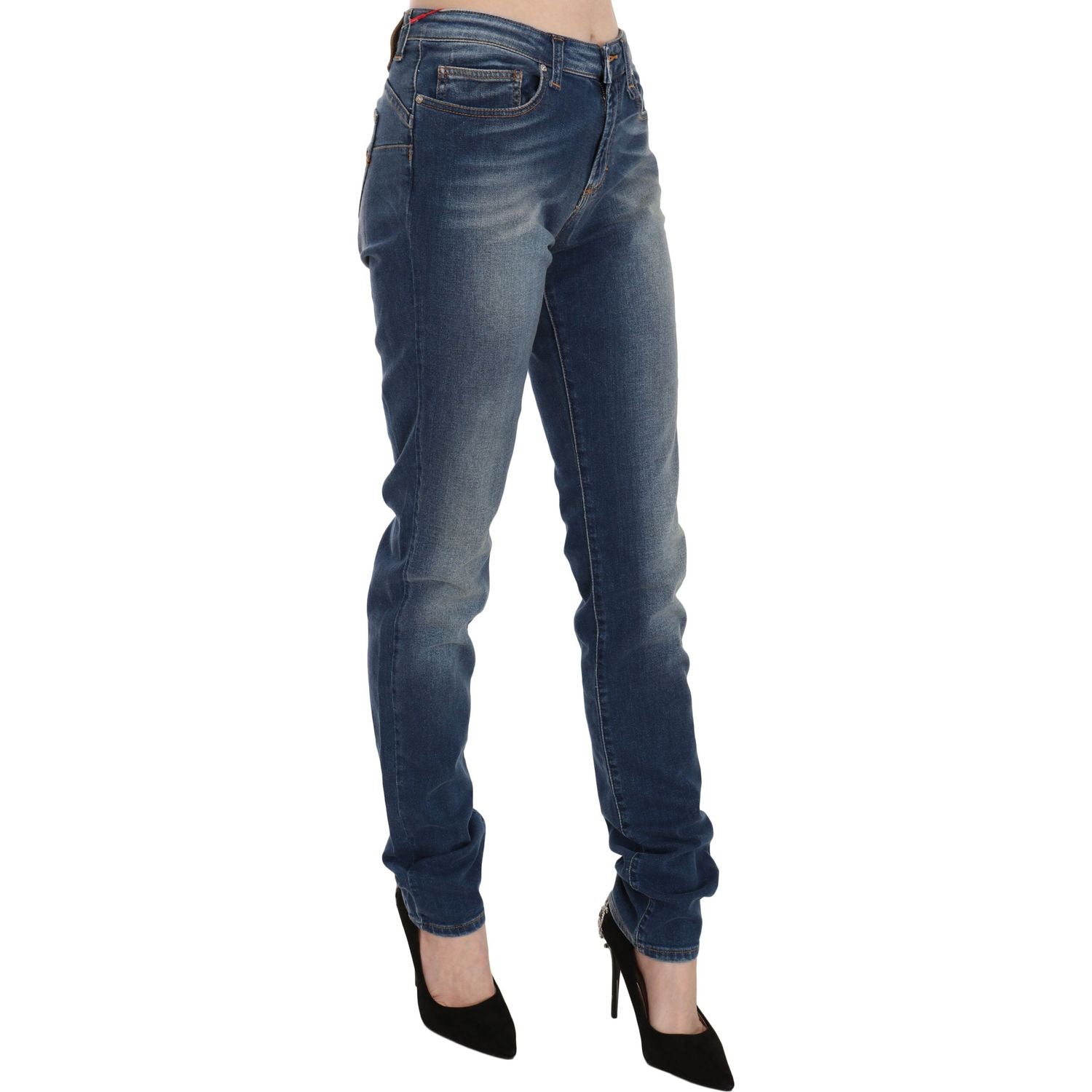 Fiorucci Blue Washed Mid Waist Slim Fit Denim Jeans