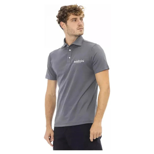 Baldinini Trend Gray Cotton Men Polo Shirt Baldinini Trend