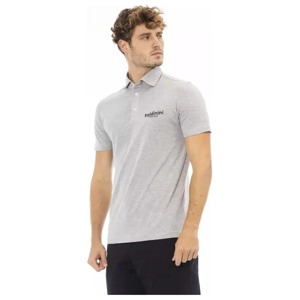 Baldinini Trend Gray Cotton Men Polo Baldinini Trend