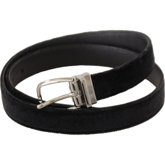 Dolce & Gabbana Elegant Velvet Designer Belt with Logo Engraved Buckle Dolce & Gabbana