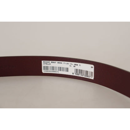 Dolce & Gabbana Maroon Calf Leather Silver Tone Metal Buckle Belt