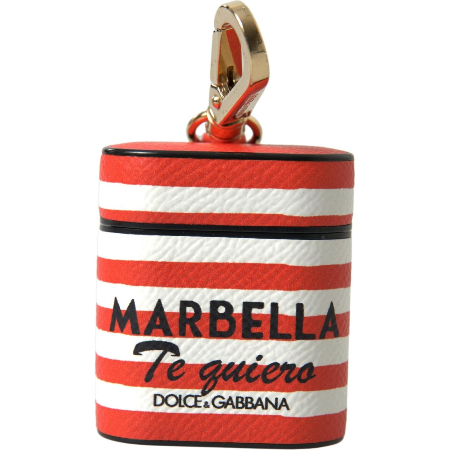 Dolce & Gabbana Chic Orange Striped Leather Airpods Case Dolce & Gabbana