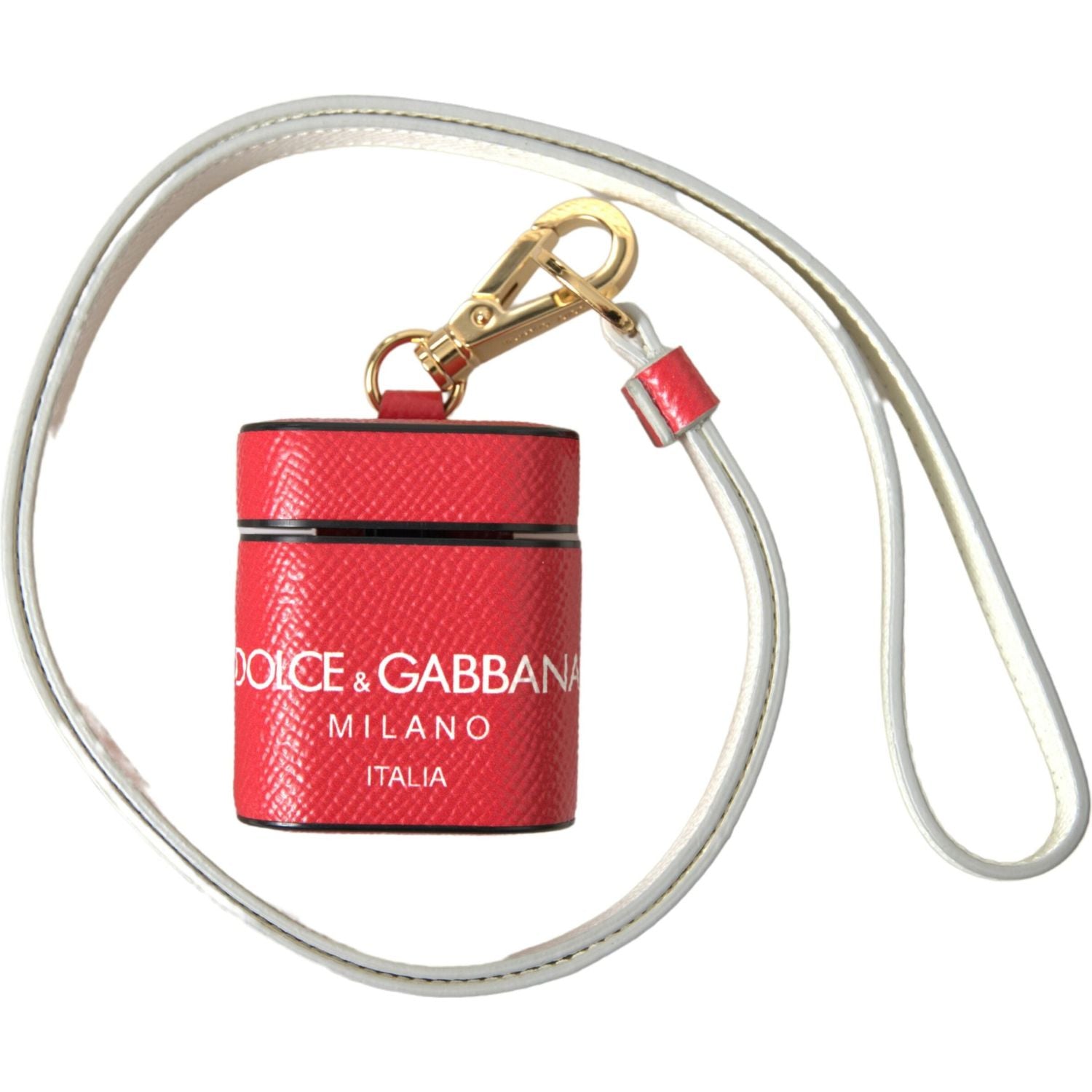 Dolce & Gabbana Elegant Red Calf Leather Airpods Case