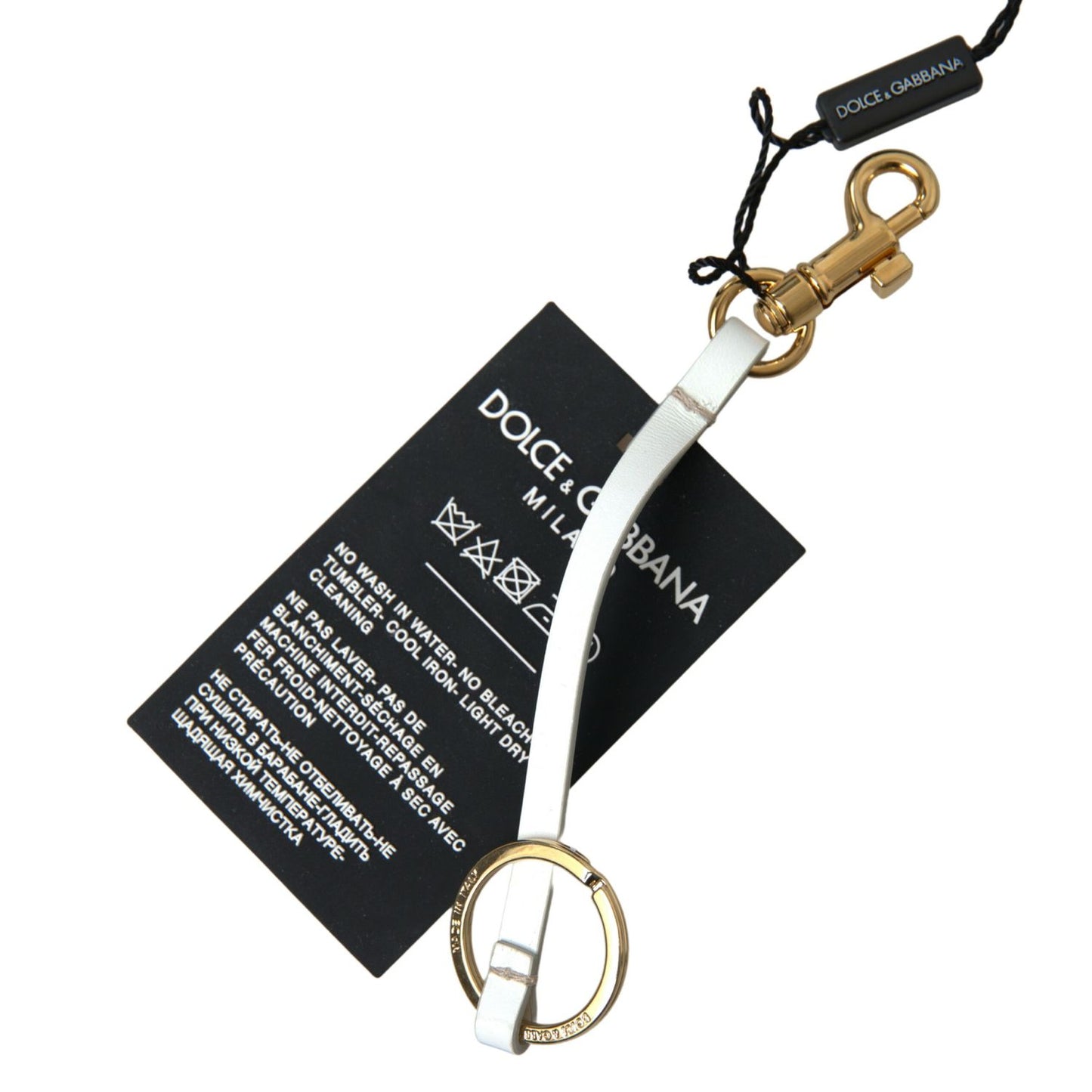 Dolce & Gabbana Black Silicone DG Logo Gold Brass Keychain