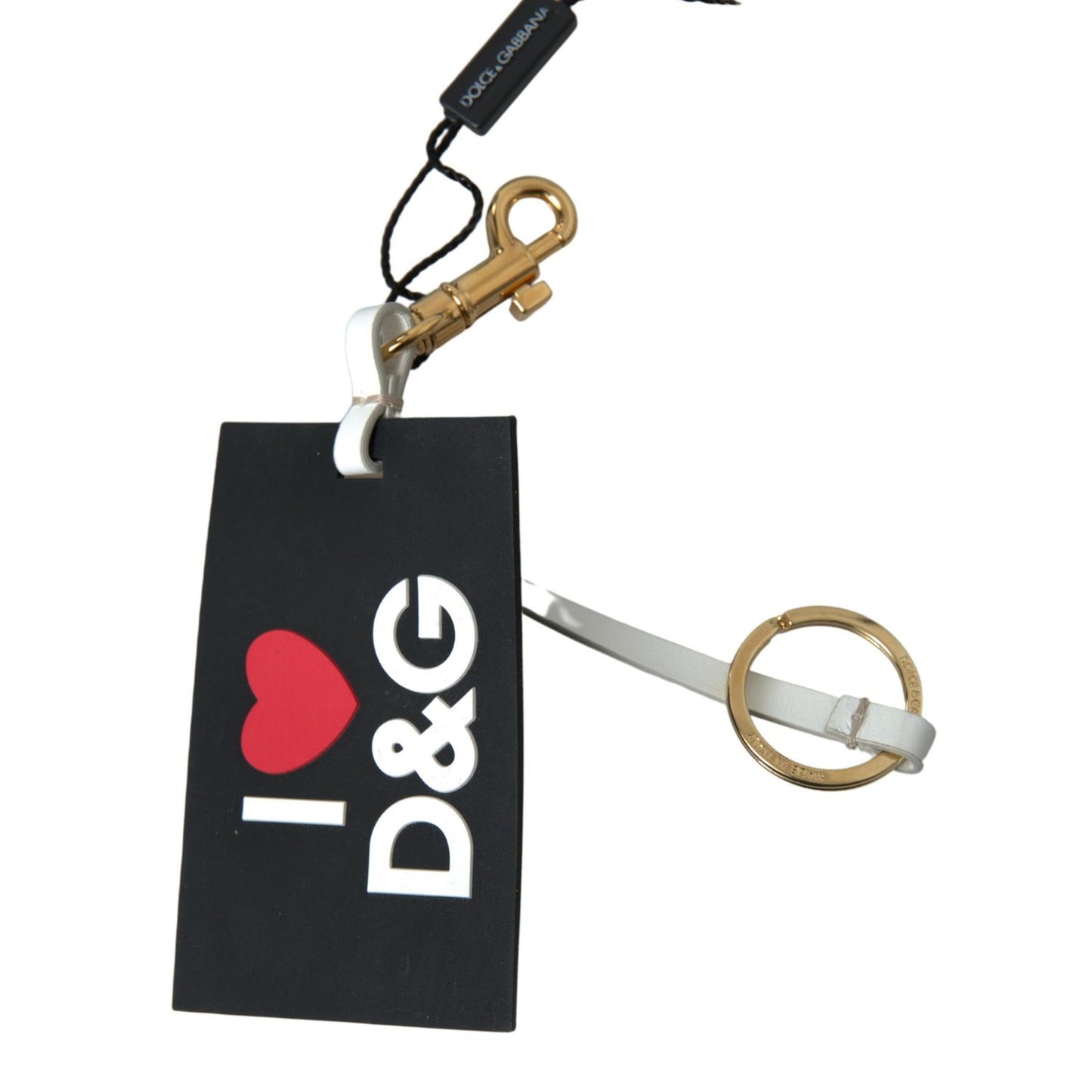 Dolce & Gabbana Black Silicone DG Logo Gold Brass Keychain