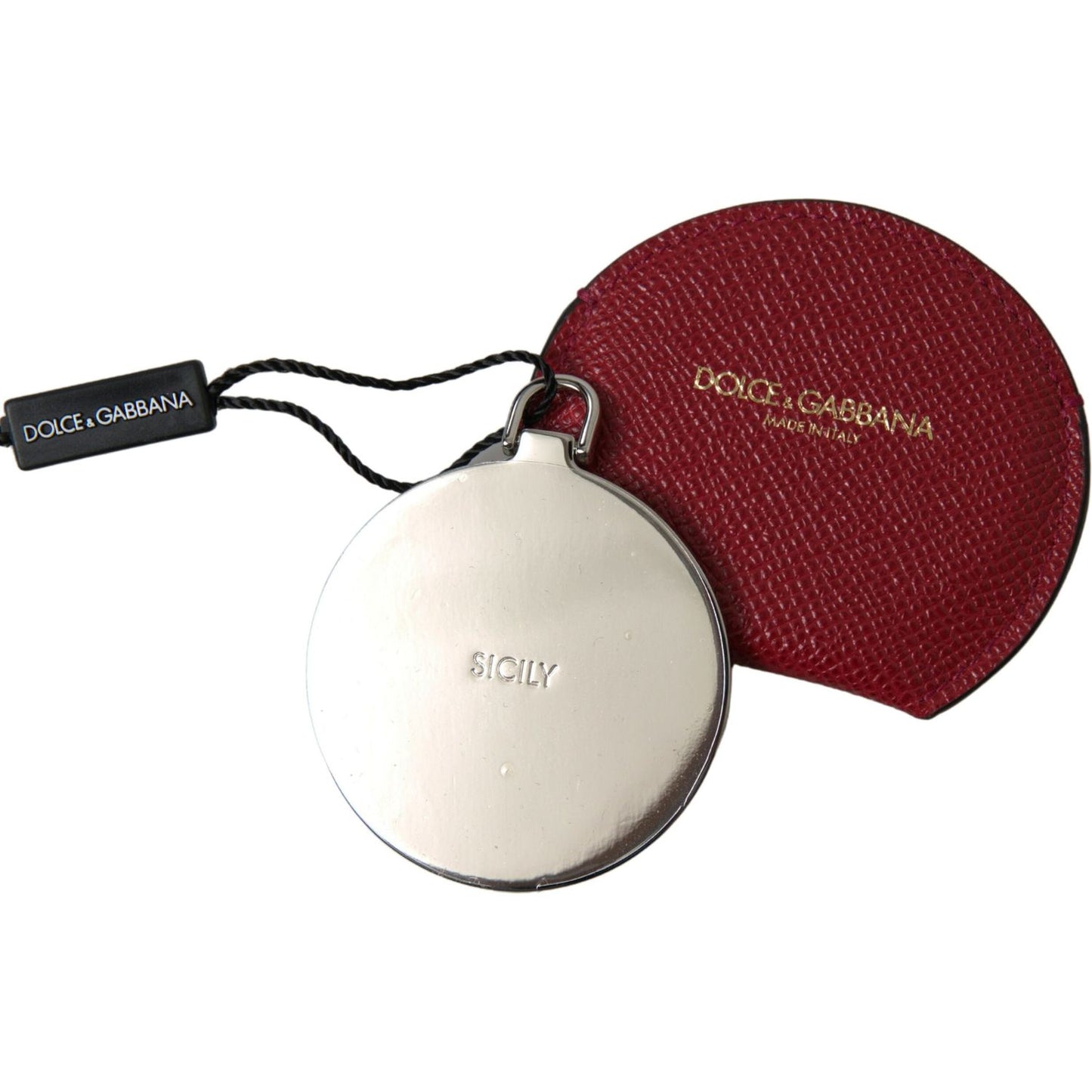 Dolce & Gabbana Chic Red Leather Hand Mirror Holder Dolce & Gabbana