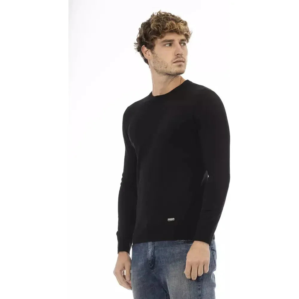 Baldinini Trend Black Wool Men Sweater Baldinini Trend