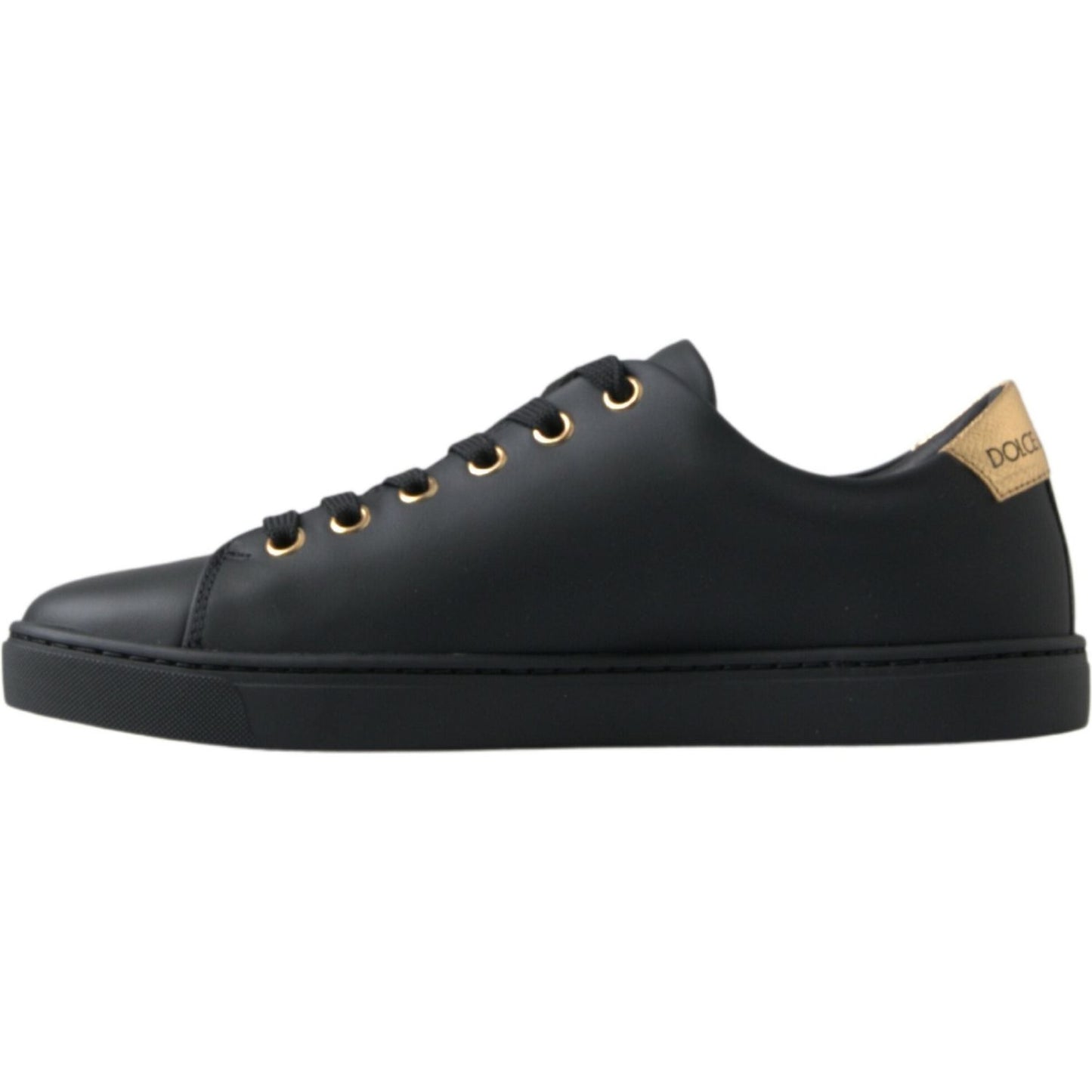 Dolce & Gabbana Black Gold Leather Classic Sneakers Dolce & Gabbana