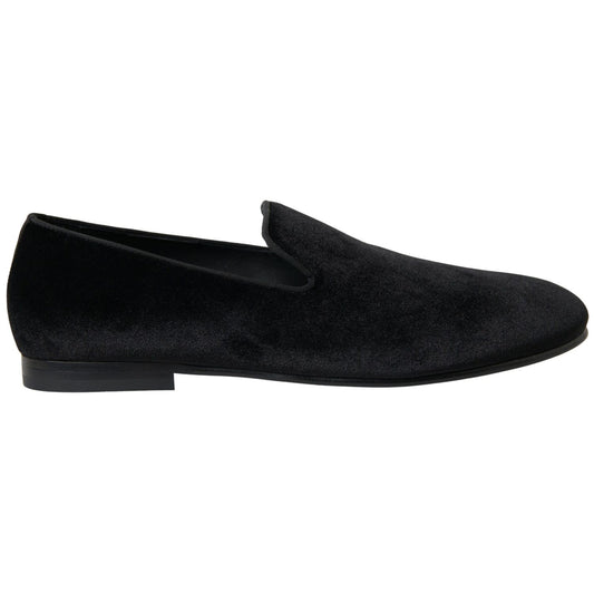 Dolce & Gabbana Black Velvet Loafers Formal Shoes