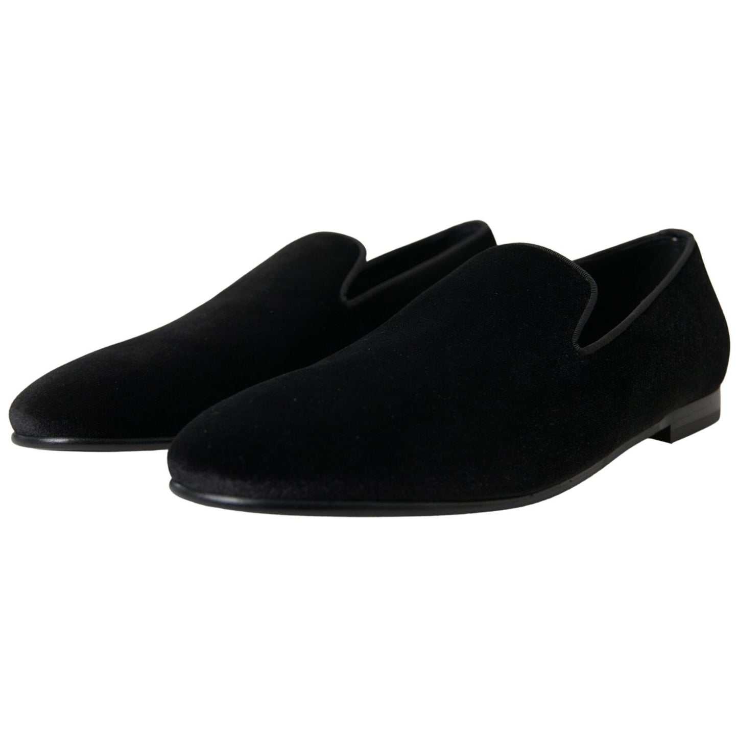Dolce & Gabbana Black Velvet Loafers Formal Shoes