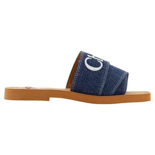 Sumptuous Cotton Woody Slide Sandals in Denim Blue