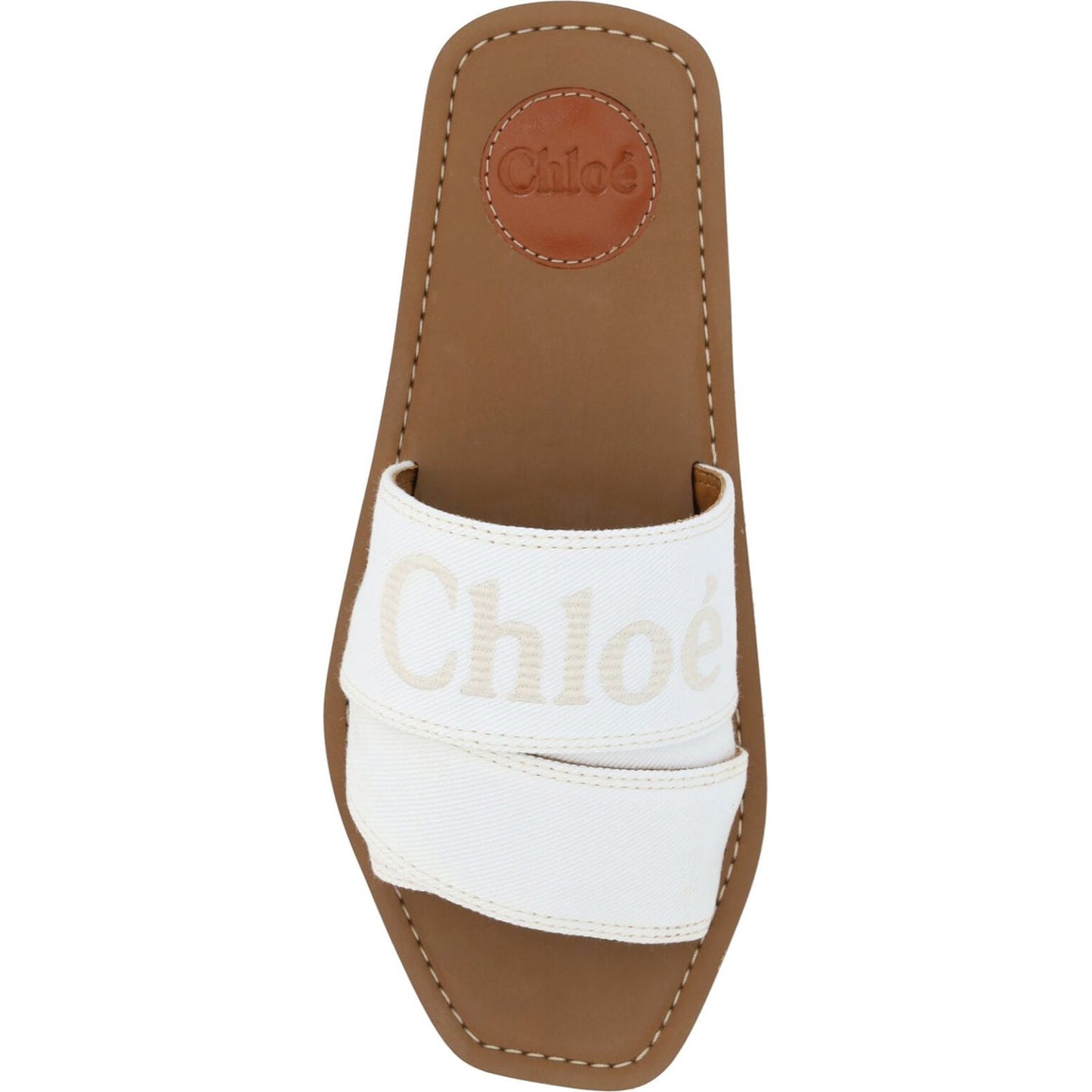 Chloé Elegant White Cotton Slide Sandals Chloé