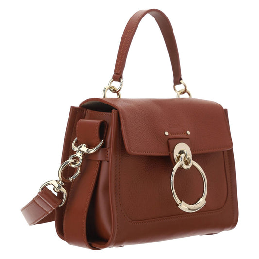 Elegant Sepia Brown Calfskin Shoulder Handbag