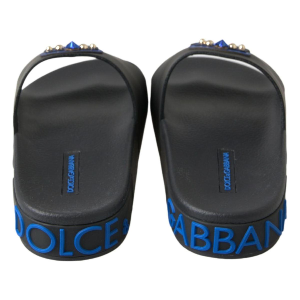 Dolce & Gabbana Elegant Black Leather Slide Sandals Dolce & Gabbana