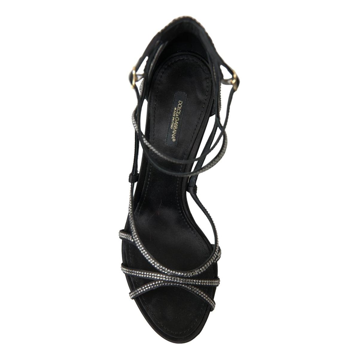 Dolce & Gabbana Rhinestone Stiletto Sandal Satin Shoes