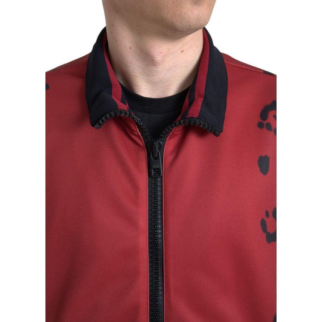 Dolce & Gabbana Red Leopard Print Bomber Jacket