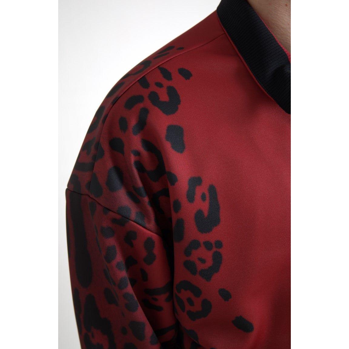 Dolce & Gabbana Red Leopard Print Bomber Jacket