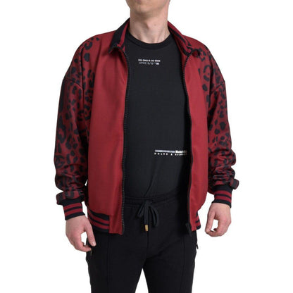 Dolce & Gabbana Red Leopard Print Bomber Jacket Dolce & Gabbana