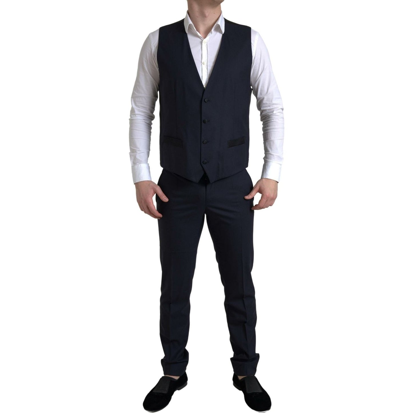 Dolce & Gabbana Elegant Blue & Black Martini Slim Fit Suit Dolce & Gabbana