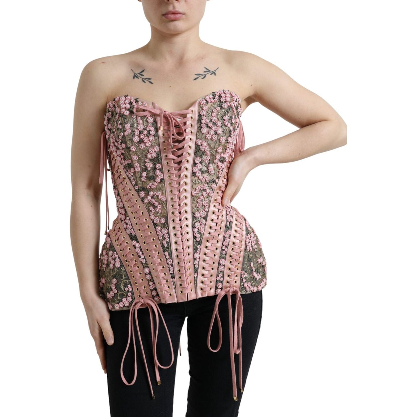 Dolce & Gabbana Silken Nylon Bustier Corset Top in Pink Dolce & Gabbana