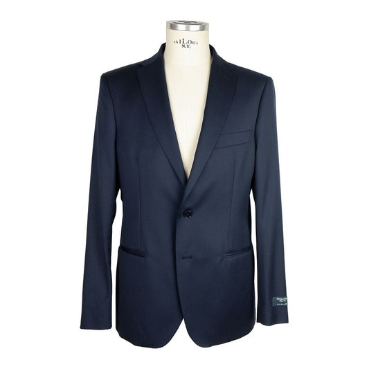 Made in Italy Blue Wool Men Suit