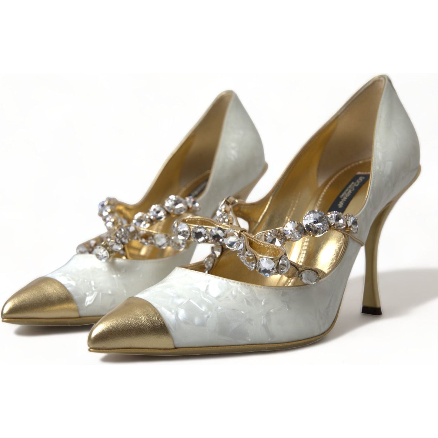 Dolce & Gabbana Elegant White Patent Crystal Bow Heels Dolce & Gabbana