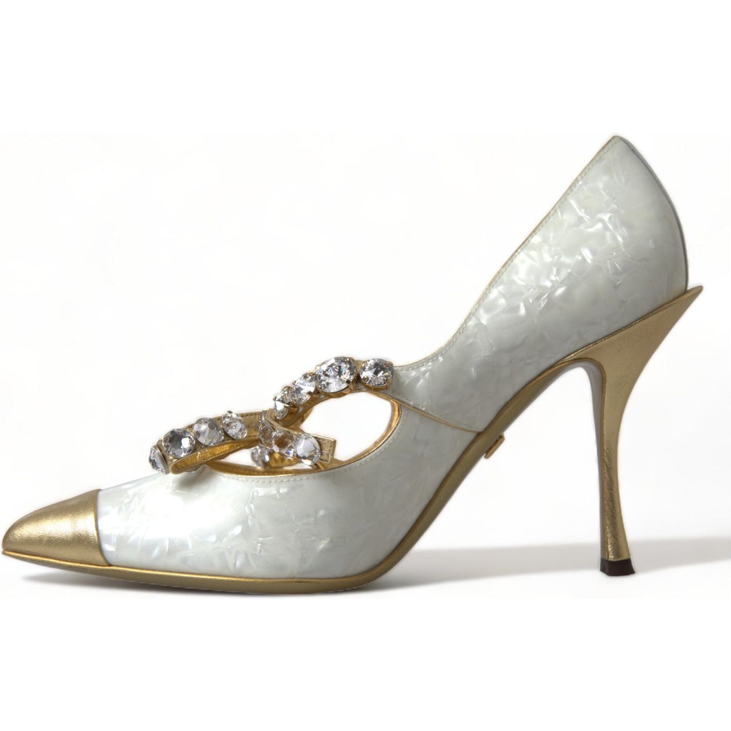 Dolce & Gabbana Elegant White Patent Crystal Bow Heels Dolce & Gabbana